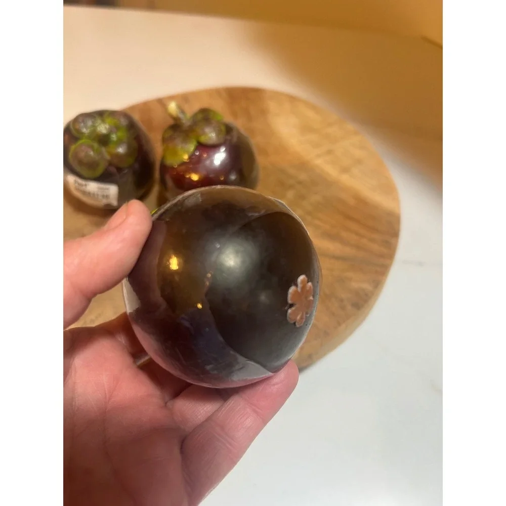Pier 1 Artificial Mangosteen Fruit Set‎ 3 Purple Decorative Bowl Fillers 2298856